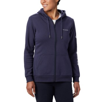 Columbia Logo Full Zip, Sudaderas Con Capucha Azul Marino Para Mujer | 798536-LVE